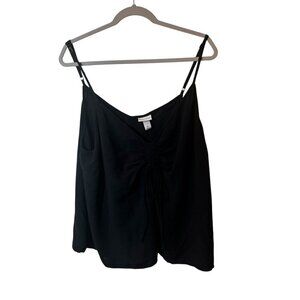 Ava & Viv Womens Black Ruched Adjustable Strap Camisole 3X